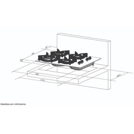 Imagem de Cooktop 4 Bocas Gás Mesa Vidro Tripla Chama Infinity Bivolt Fischer