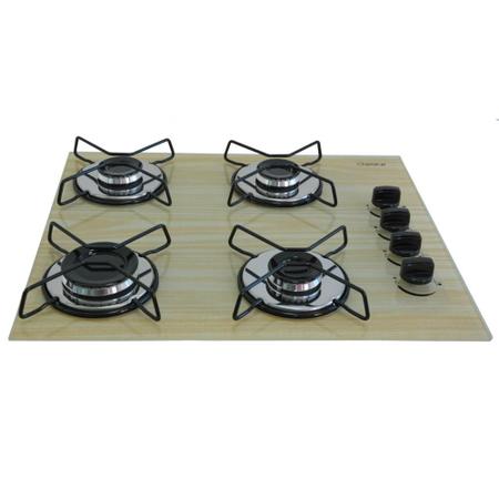 Imagem de Cooktop 4 Bocas Premium Ultra Chama - Amadeirado Claro