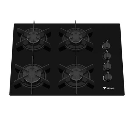 Imagem de Cooktop 4 Bocas Venax Arena Preto/Preto Gas Glp