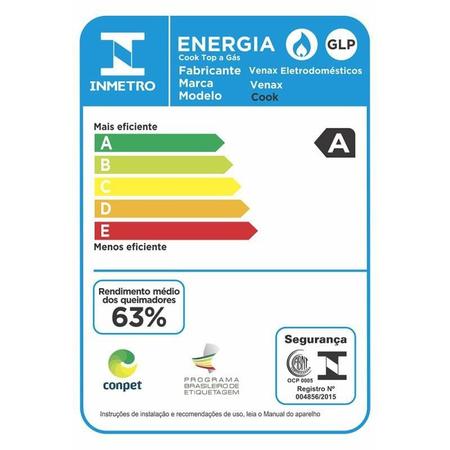 Imagem de Cooktop 4 Bocas Venax Cook Inox Gas Glp