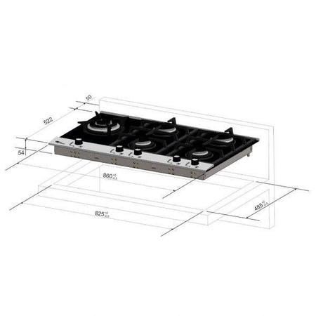 Imagem de Cooktop 5 Bocas à Gás Automático Platinium Bivolt Fischer