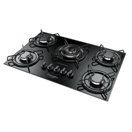 Imagem de Cooktop 5 Bocas a Gás Esmaltec Gourmet com Acendimento Automático Preto Bivolt