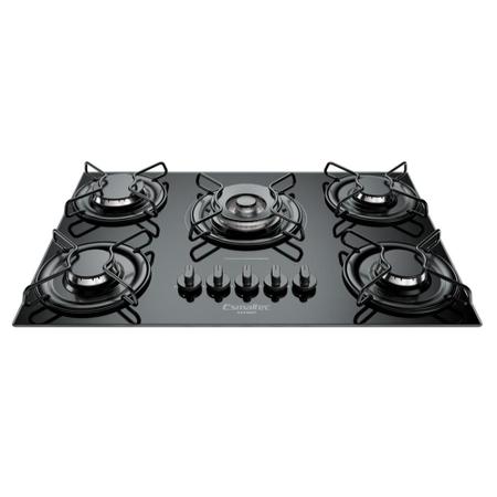 Imagem de Cooktop 5 Bocas a Gás Esmaltec Gourmet com Acendimento Automático Preto Bivolt