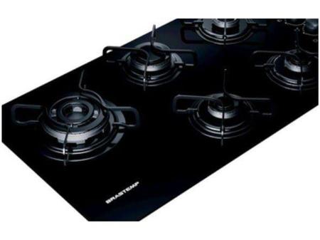 Imagem de Cooktop 5 Bocas a Gás GLP Brastemp Vidro - Touch com Timer Preto Ative! BDT85