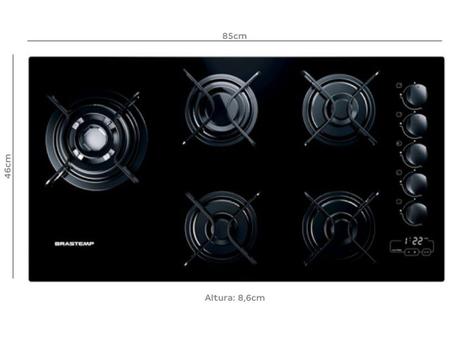 Imagem de Cooktop 5 Bocas a Gás GLP Brastemp Vidro