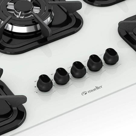 Imagem de Cooktop 5 Bocas com Queimador Tripla Chama Bivolt Mueller - Branco