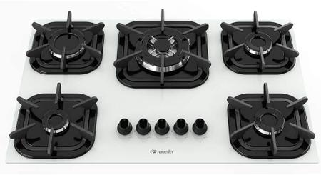 Imagem de Cooktop 5 Bocas com Queimador Tripla Chama Bivolt Mueller - Branco