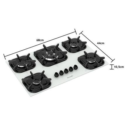 Imagem de Cooktop 5 Bocas com Queimador Tripla Chama Bivolt Mueller - Branco