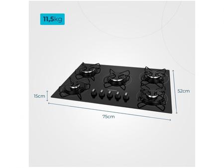 Imagem de Cooktop 5 Bocas Mondial a Gás GLP Preto