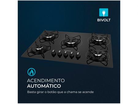 Imagem de Cooktop 5 Bocas Mondial a Gás GLP Preto