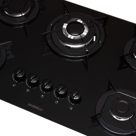 Imagem de Cooktop 5 Bocas Tripla Chama Nardelli Mesa em Vidro Preto