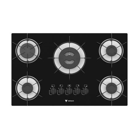 Imagem de Cooktop 5 Bocas Venax Arena Preto/Branco Gas Glp