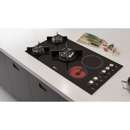 Imagem de Cooktop 5 Queimadores Gás/Elétrico Tripla Chama Mesa Vitrocerâmica TOP 220V Fischer