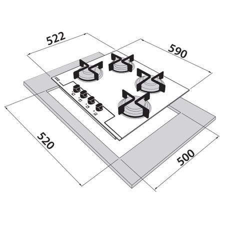 Imagem de Cooktop a Gás 4 Bocas Franke Glass Bivolt Preto