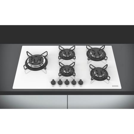 Imagem de Cooktop a Gás Tramontina Penta Side Plus em Vidro Temperado Branco 