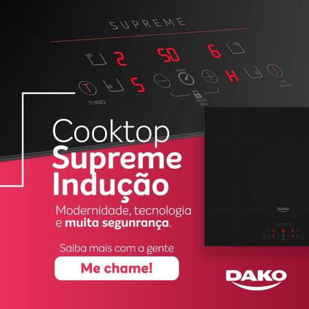 Imagem de Cooktop de Indução Dako Supreme 4 Bocas Vitrocerâmico Touch Screen 220v