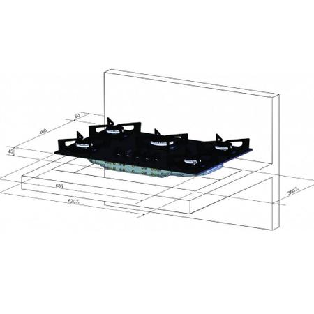 Imagem de Cooktop Fit Line Fischer 5Q Vidro Preto Chama Rápida Bivolt