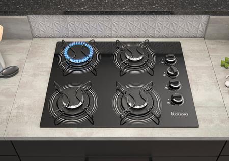 Imagem de Cooktop itatiaia 4 bocas vidro preto chama rapida bivolt