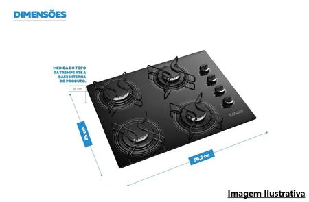 Imagem de Cooktop itatiaia 5 bocas vidro preto chama rapida bivolt