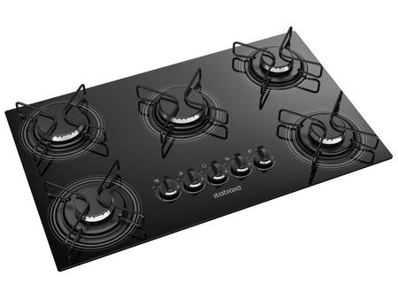 Imagem de Cooktop itatiaia 5 bocas vidro preto chama rapida bivolt