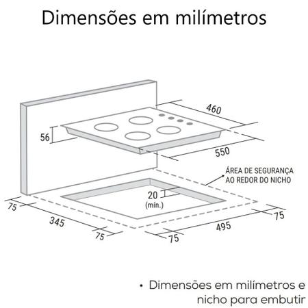 Imagem de Cooktop Mesa De Vidro E Inox 4Q À Gas FG4404FVPIX Suggar Bivolt