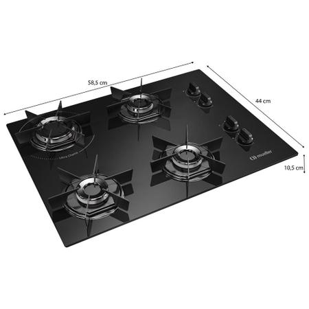 Imagem de Cooktop Mueller 4 Bocas Queimador Ultra Chama MCG4BB Bivolt