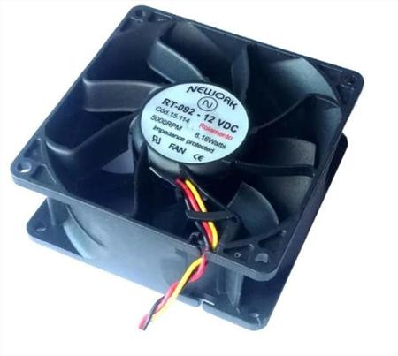 Imagem de Cooler Nework 12v RT-092 15.114 92X92X38mm ROLAMENTO Amp.: 0,90 RPM 5000 3 FIOS C/ CONECTOR 923812R