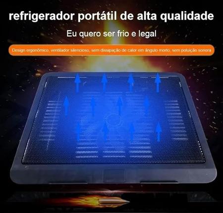 Imagem de Cooler Refrigerador para Notebook - Base Cooler Notebook Ventilação Ultra Silenciosa Com Led