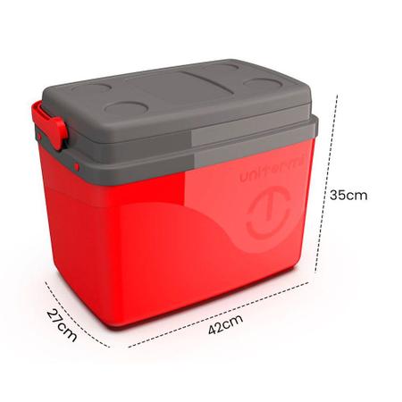 Imagem de Cooler Térmico Unitermi Caixa Floripa Com Alça de 30 Litros com Capacidade para 45 Latas - Vermelha
