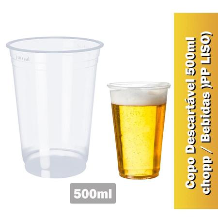 Imagem de Copo 500Ml Descartavel Plástico Pp Liso 100 Unid Chopp Suco