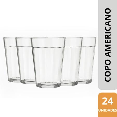 Jogo de Copos Americano de Vidro 190ml Com 24 Unidades Nadir em