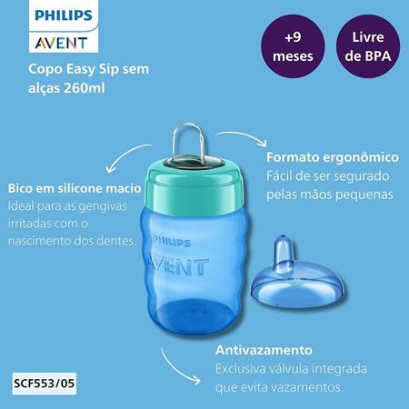 Imagem de Copo Anti-Vazamento Easy Sip Drink 260ML Com Bico de Silicone Macio e Flexível Azul e Verde - Philips Avent - SCF553-05