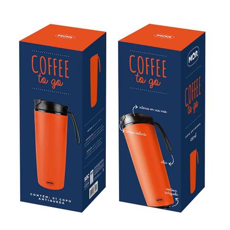 Copo Antiqueda 450ml Coffee To Go - Laranja - MOR Imagem de Copo Antiqueda 450ml Coffee To Go - Laranja