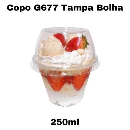Imagem de Copo Bolha  com Tampa G677 250ml Conjunto com 50 Unidades
