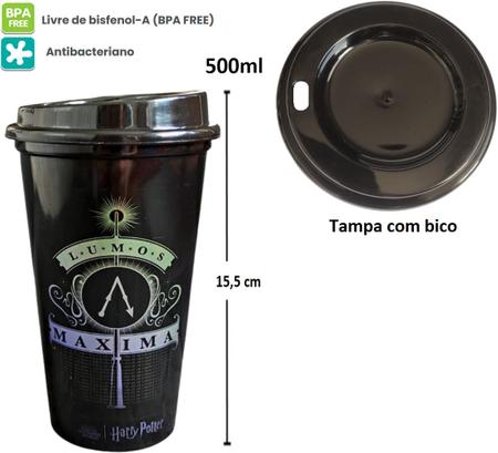 Imagem de Copo Cafe Harry Potter Lumos Maxima Bucks 500ml BPA Free