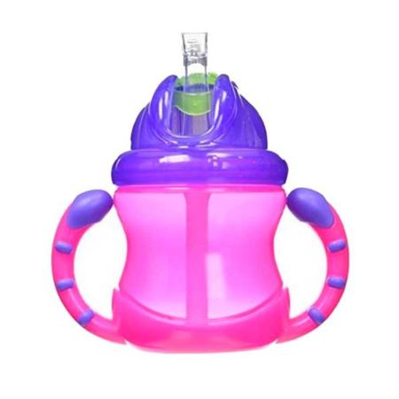 Imagem de Copo com Alça e Canudo de Silicone Flip Rosa 240ml - Nûby