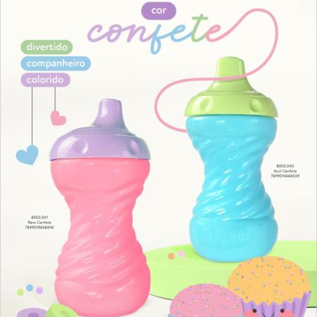 Copo Com Bico 300ml Adoleta Bebê Confete Imagem de Copo Com Bico 300ml Adoleta Bebê Confete
