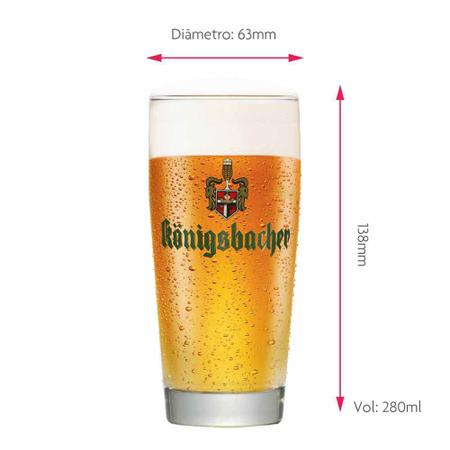 Imagem de Copo de Cerveja Rótulo Frases Konigsbacher 0,20 Logo Dourado Vidro 280ml