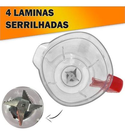 Imagem de Copo de Liquidificador Compatível Britânia B1000 Cristal Tampa Vermelha