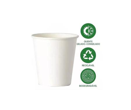 Imagem de Copo De Papel Branco 60Ml Biodegradável Café Com 200 Un.