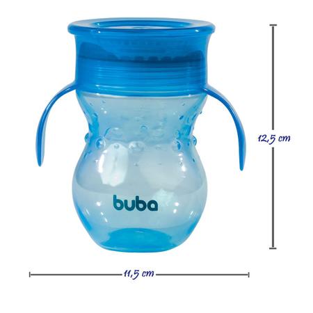 Imagem de Copo de Treinamento 360º Antivazamento com Alça 270 ml Azul Rosa Verde Buba