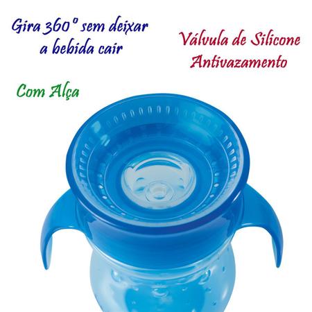Imagem de Copo de Treinamento 360º Antivazamento com Alça 270 ml Azul Rosa Verde Buba