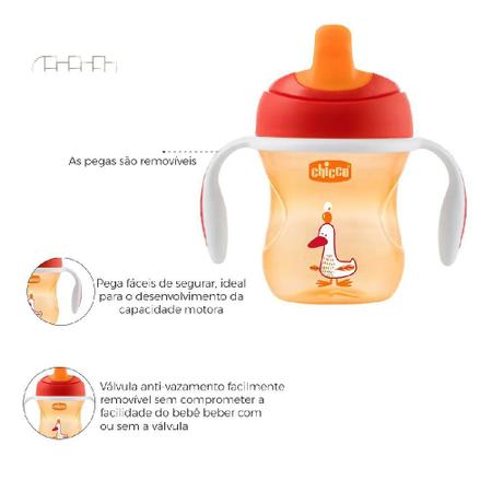 Imagem de Copo de Treinamento Infantil 200ml Laranja Pato 6M+ Chicco