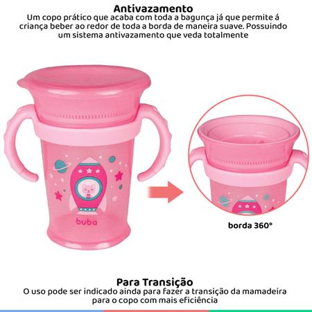 Copo De Treinamento Antivazamento 360° Com Alça P/ Bebê Rosa