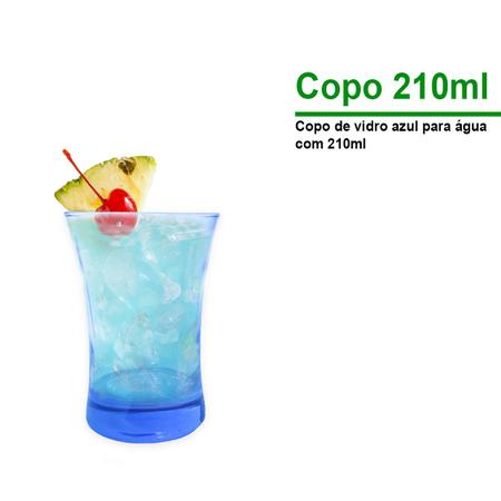 Imagem de Copo De Vidro Azul 210ml Liso Água Suco Drinks