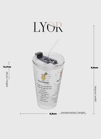 Imagem de Copo de Vidro para Drink com Canudo Personalizado 450ml Lyor