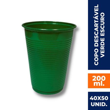 Copo Descartável Verde Escuro 200ml c/50 - Trik Trik - Doce Malu