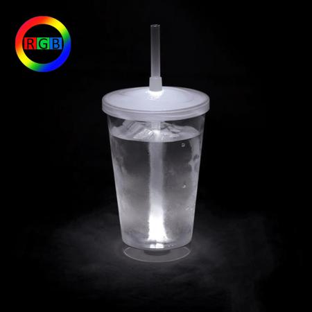 Imagem de Copo Euphoria Em Acrílico Branco Transparente Com Canudo Sensor De Líquido Led RGB 700ml - 25591