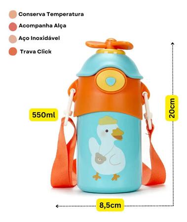 Imagem de Copo Infantil Garrafa Térmica Treinamento Bico de Silicone Antivazamento com Alça BPA FREE