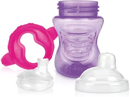 Imagem de Copo Infantil Transição Antivazamento 240ml com Alça e Bico Silicone +4m - Nuby